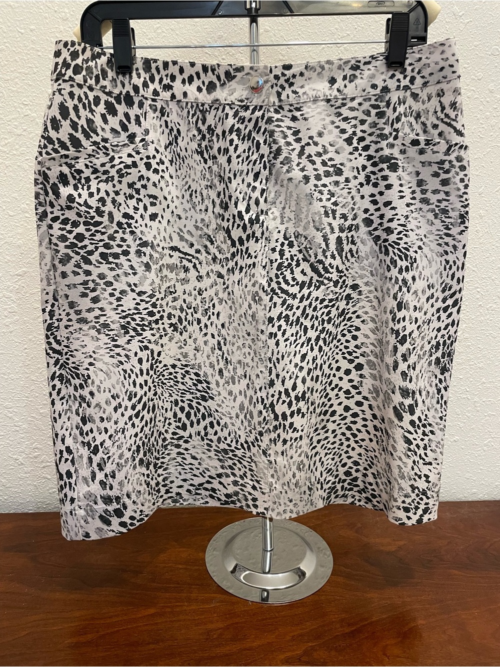 Animal Print A-Line Skirt - Black & White